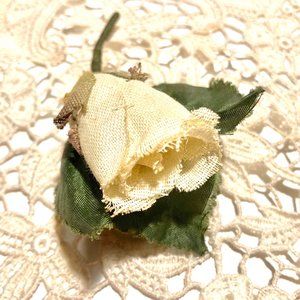 Rosebud Fabric Flower Lapel Pin